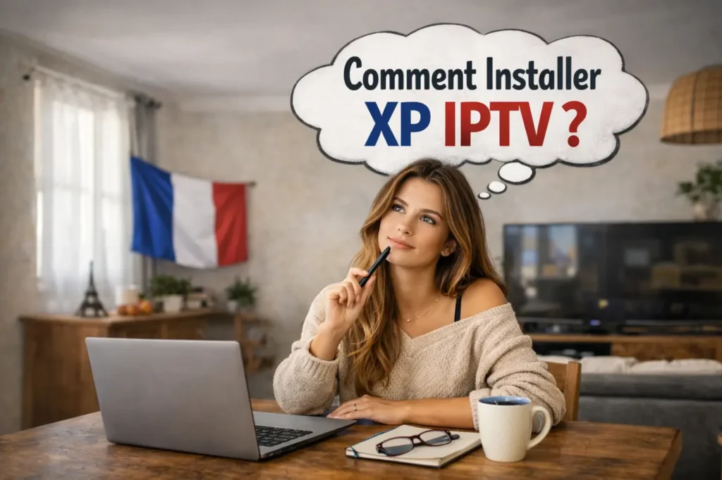 Comment installer XP IPTV – jeune femme dans une maison française se demandant comment installer XP IPTV sur Smart TV, Android et Firestick