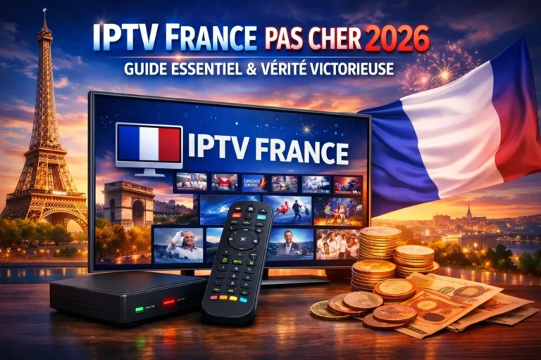 IPTV France pas cher 2026 sur TV moderne avec interface streaming