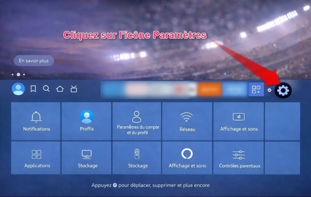 ouvrir parametres fire tv stick configuration installation tivimate firestick