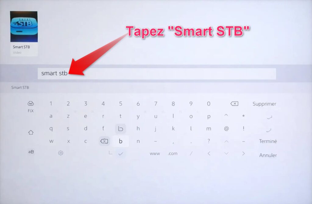 installer smart stb sur samsung tv saisir smart stb dans barre de recherche