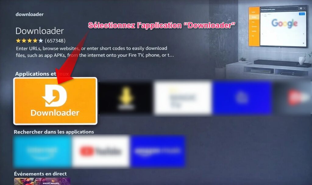sélectionner application downloader fire tv