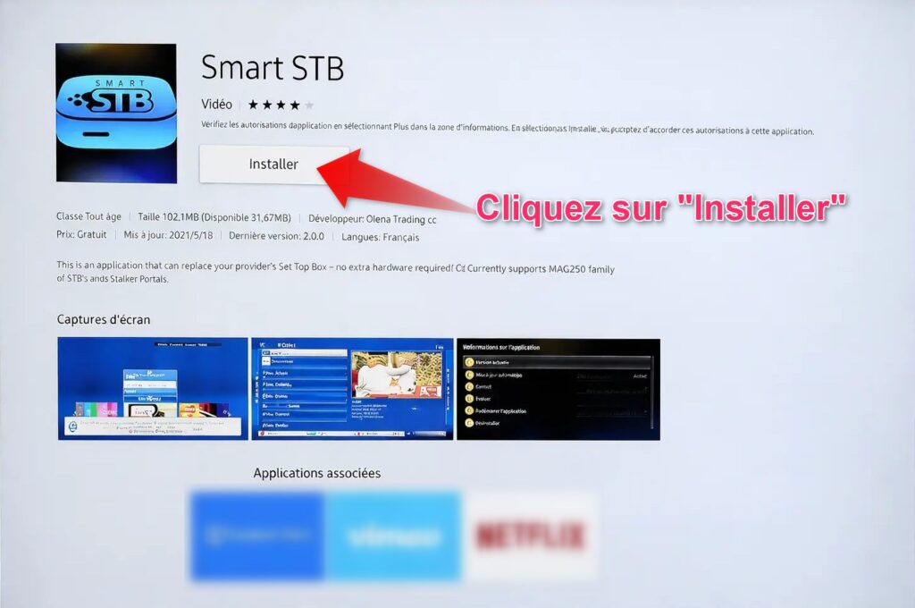 installer smart stb sur samsung tv cliquer sur installer application smart stb