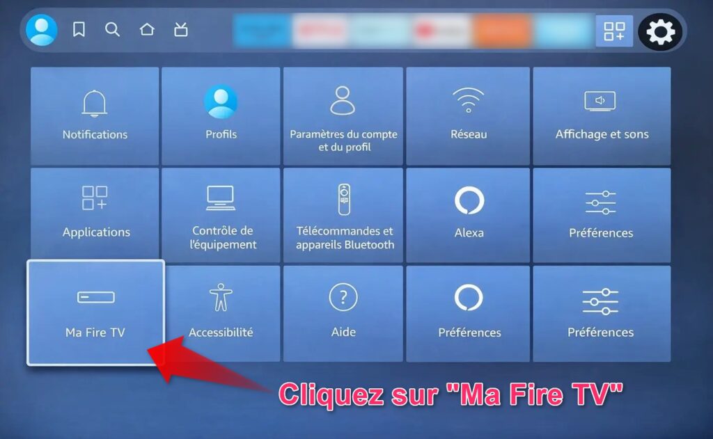 ouvrir ma fire tv dans les paramètres
