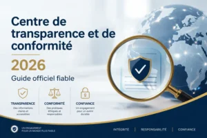 Centre de transparence et de conformité 2026 guide officiel fiable avec icônes de sécurité et conformité